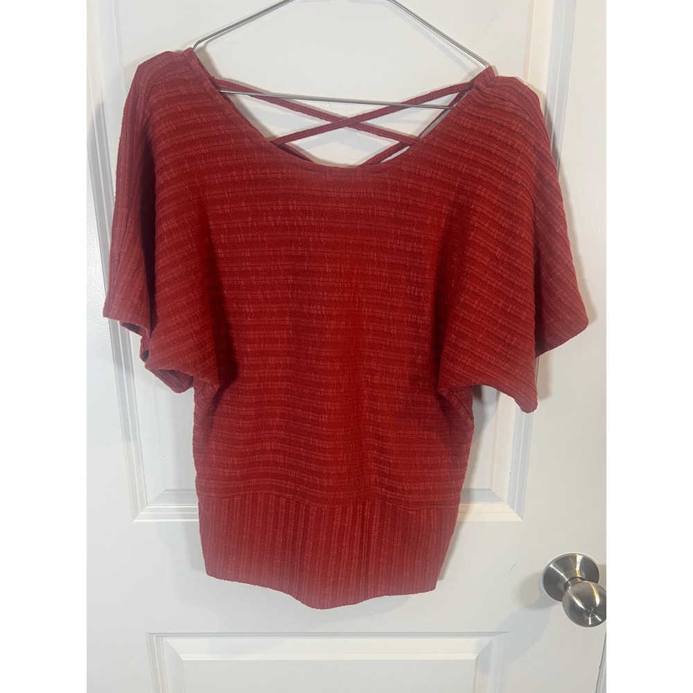 Absolutely Famous Womens Knit Top Strappy Back Rust Small